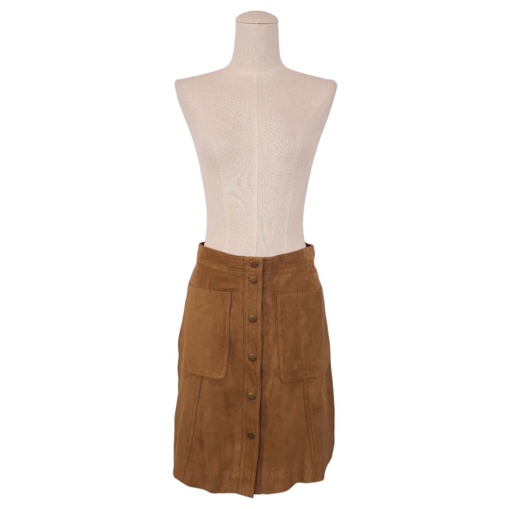 NWT Boden Suede Leather Mini Skirt Tan Sz 4